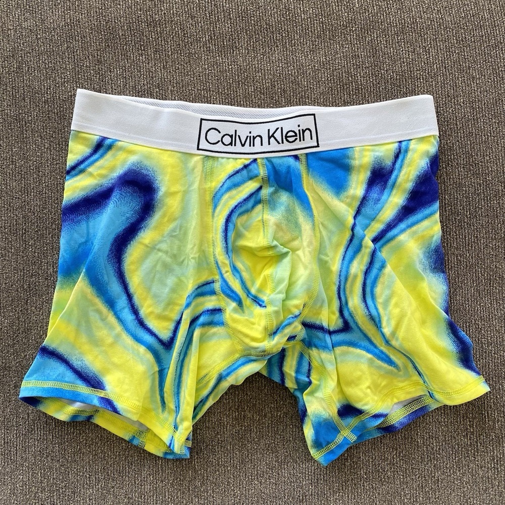 Calvin Klein Men's REIMAGINED HERITAGE PRIDE BOXER BRIEF Blue/Yellow Small
